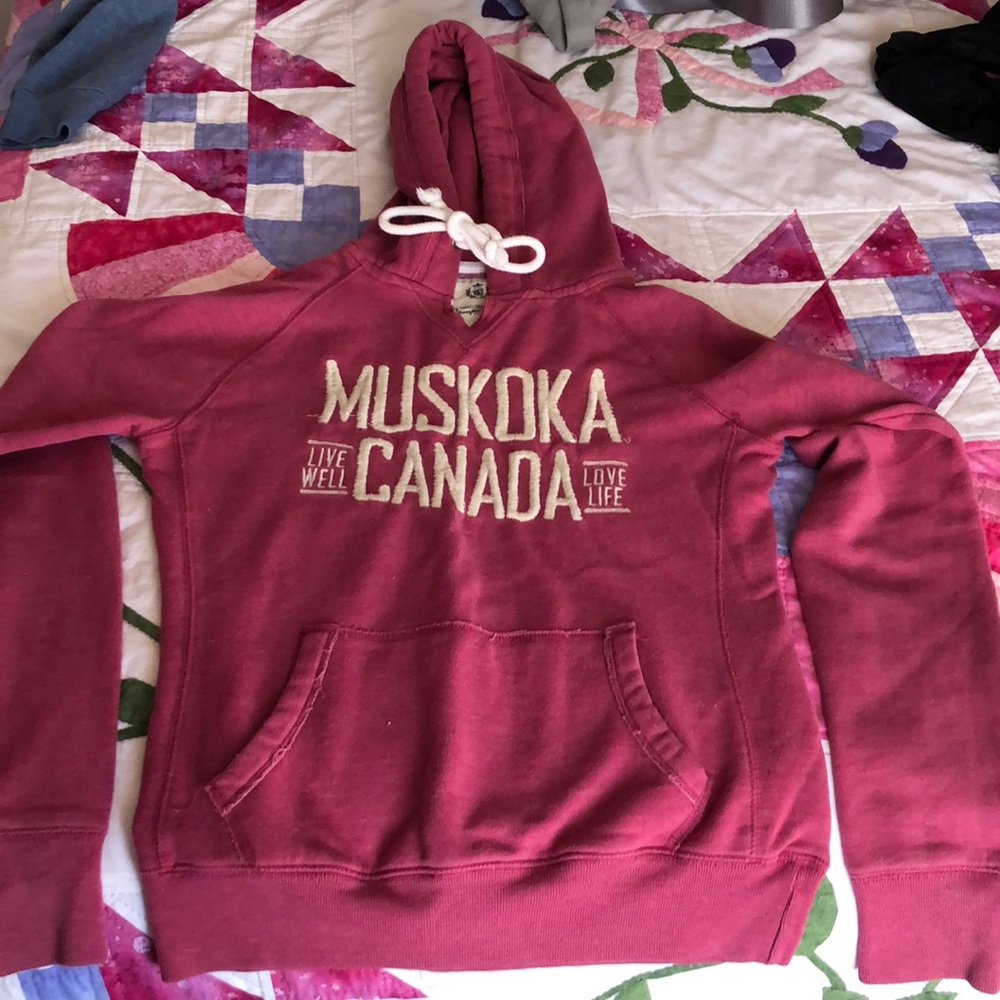 Campus Crew, Redish Pink Hoodie, Size Small